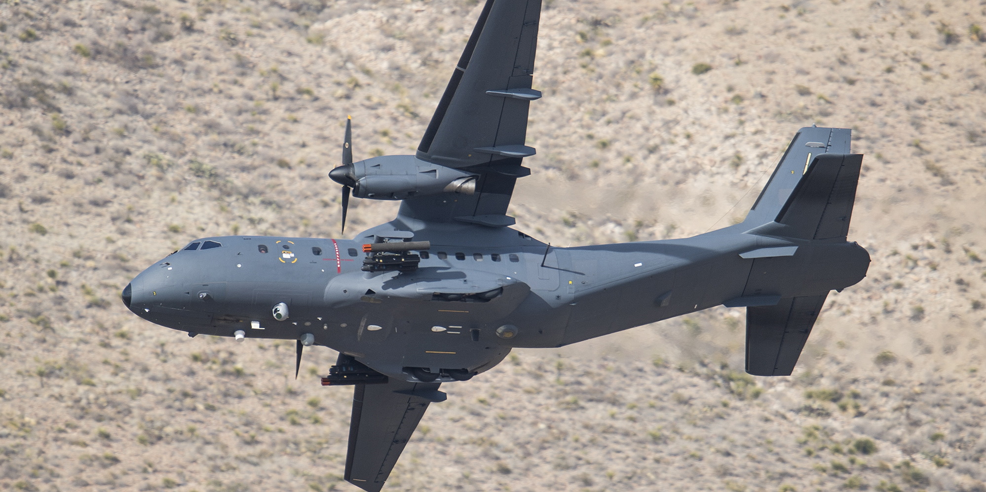 Military transport aircraft in flight